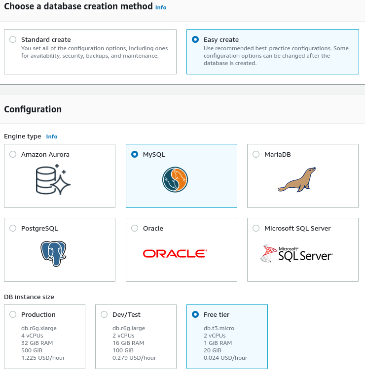 Easy creation of an RDS MySQL DB.