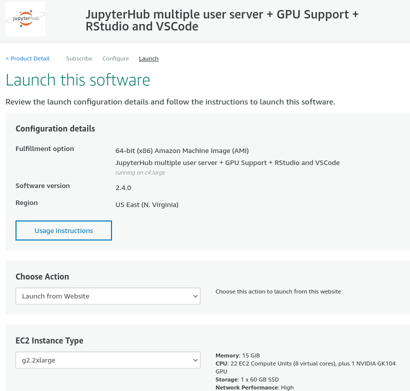 Launch JupyterHub with RStudio Server and GPUs on AWS EC2.