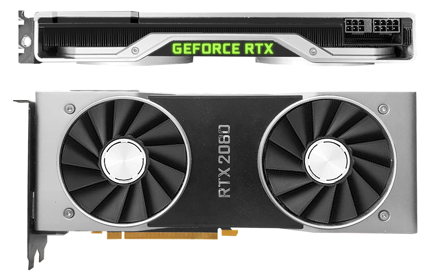 Illustration of a Nvidia GEFORCE RTX 2080 graphics card with a modern GPU (illustration by MarcusBurns1977 under CC BY 3.0 license).