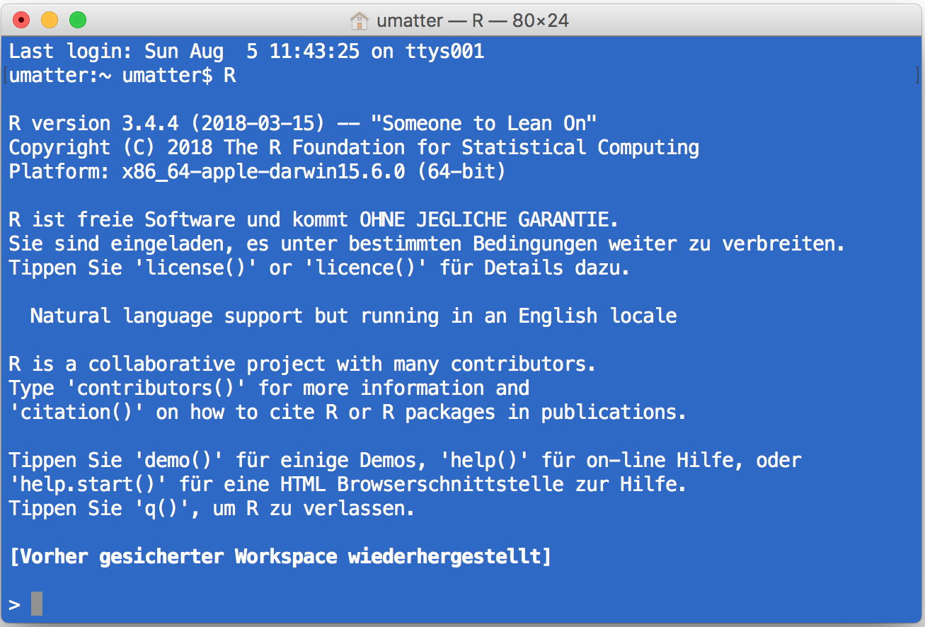 Running R in the Mac/OSX terminal.