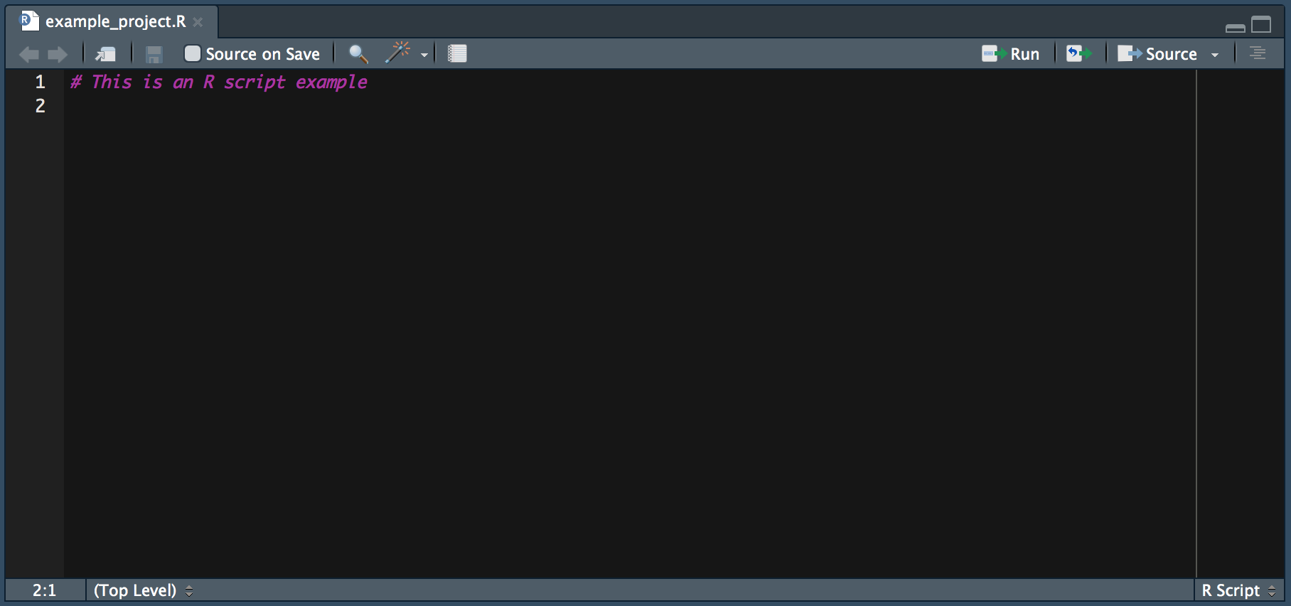 The R Script window in RStudio.